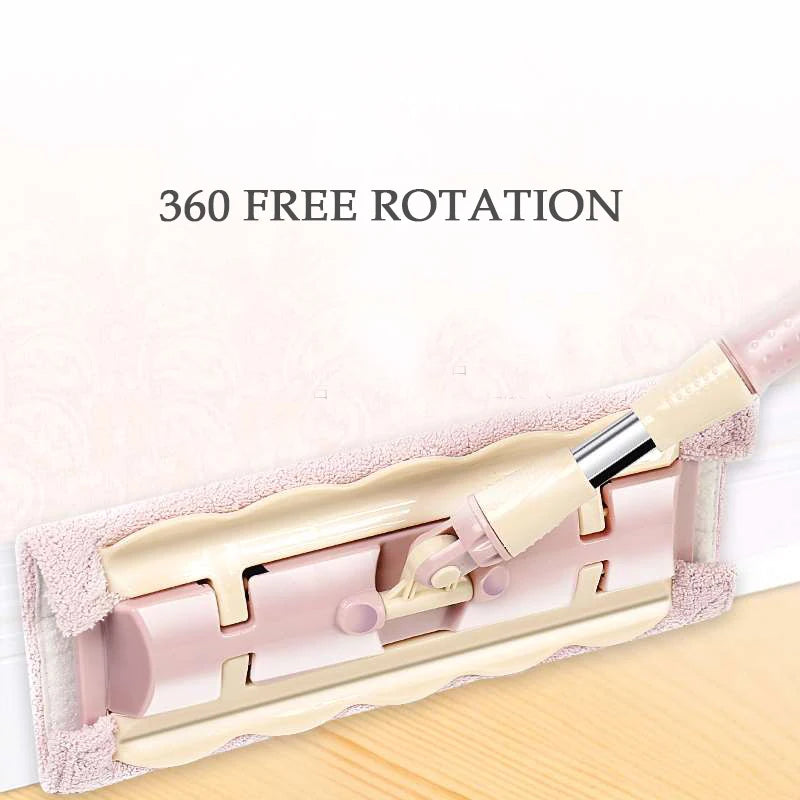 Telescopic flat floor mop with large microfiber pads