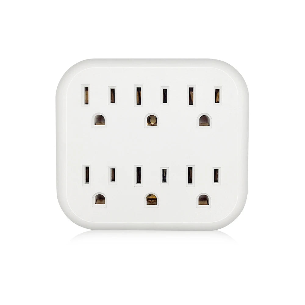 6 Outlet Extender Grounded Wall Adapter
