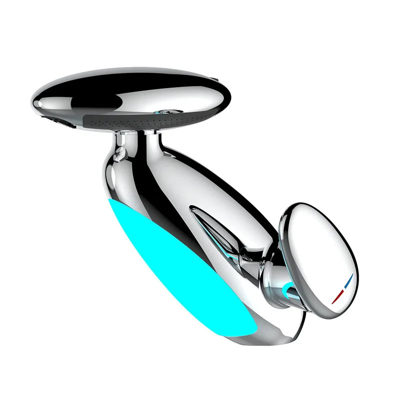 Large basin faucet with LED lighting