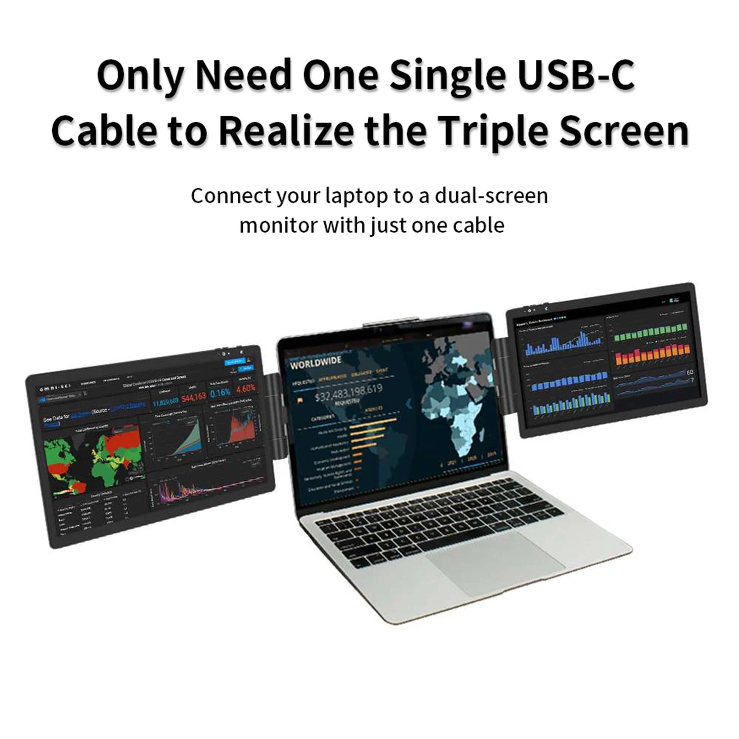 12 Inch Laptop Dual Monitor 1920*1080 HD IPS LCD Dual Monitor Screen