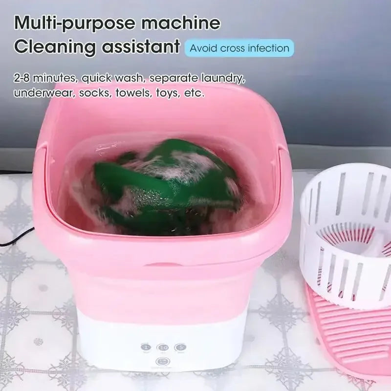 Foldable washing machine with dryer