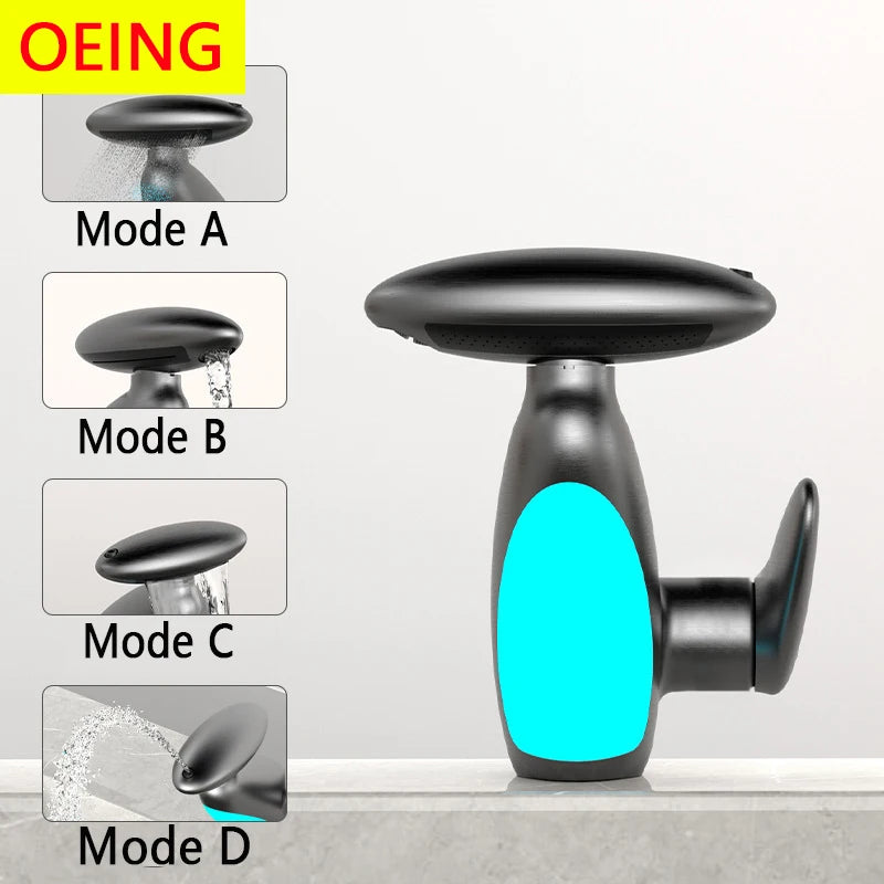 Large basin faucet with LED lighting