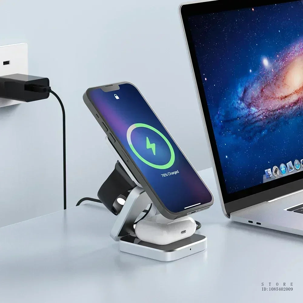Magnetic Wireless Charging 3 in 1 Fast Wireless Charger