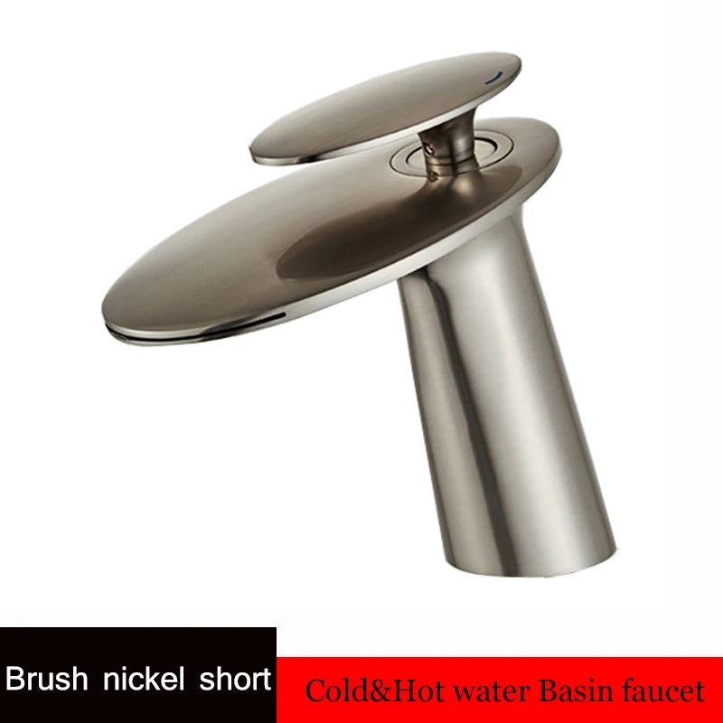 Washbasin with high and low brass faucet