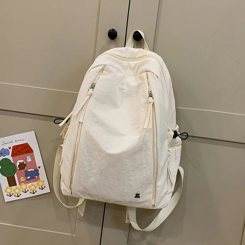 1pcs Unisex Backpack Simple Pure Color