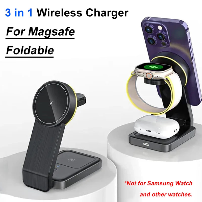 200W 3 In 1 Magnetic Wireless Charger