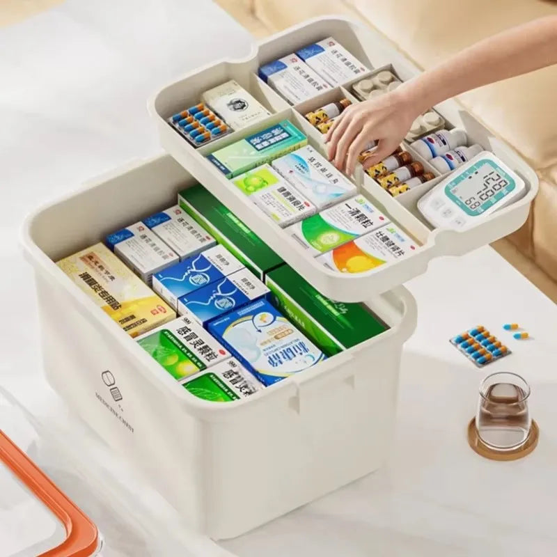 Large Capacity Portable Medicine Box for Home Use