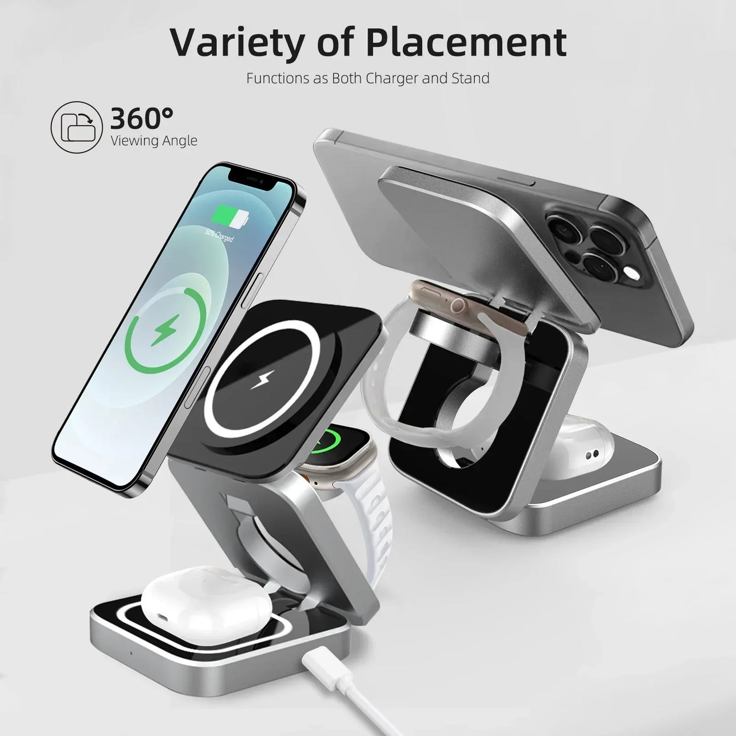 Magnetic Wireless Charging 3 in 1 Fast Wireless Charger