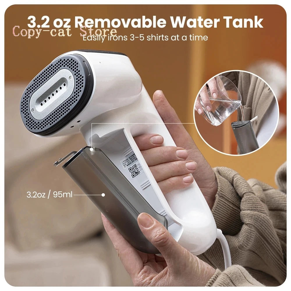 Self-priming portable steam iron with European plug