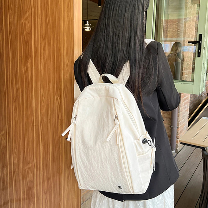 1pcs Unisex Backpack Simple Pure Color