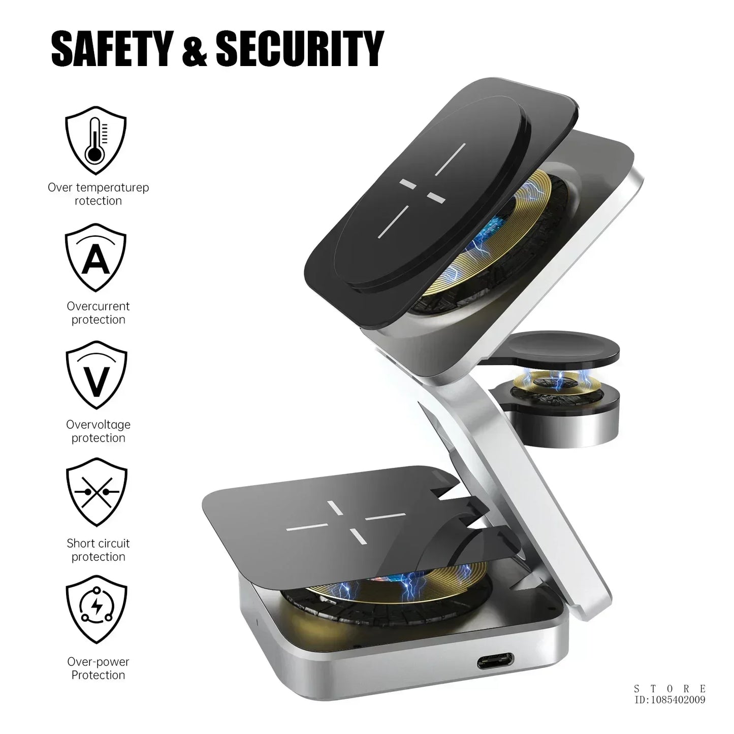 Magnetic Wireless Charging 3 in 1 Fast Wireless Charger