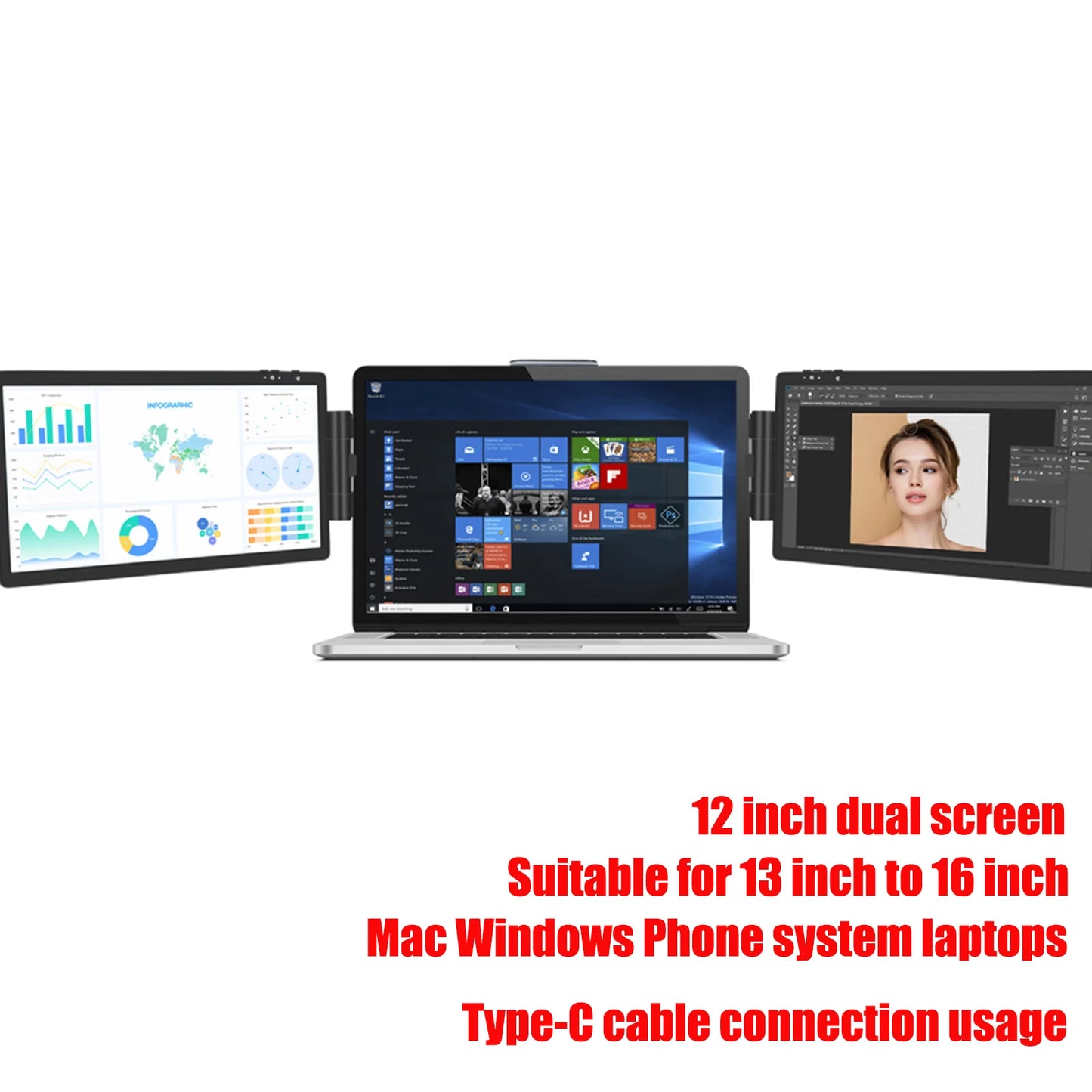 12 Inch Laptop Dual Monitor 1920*1080 HD IPS LCD Dual Monitor Screen