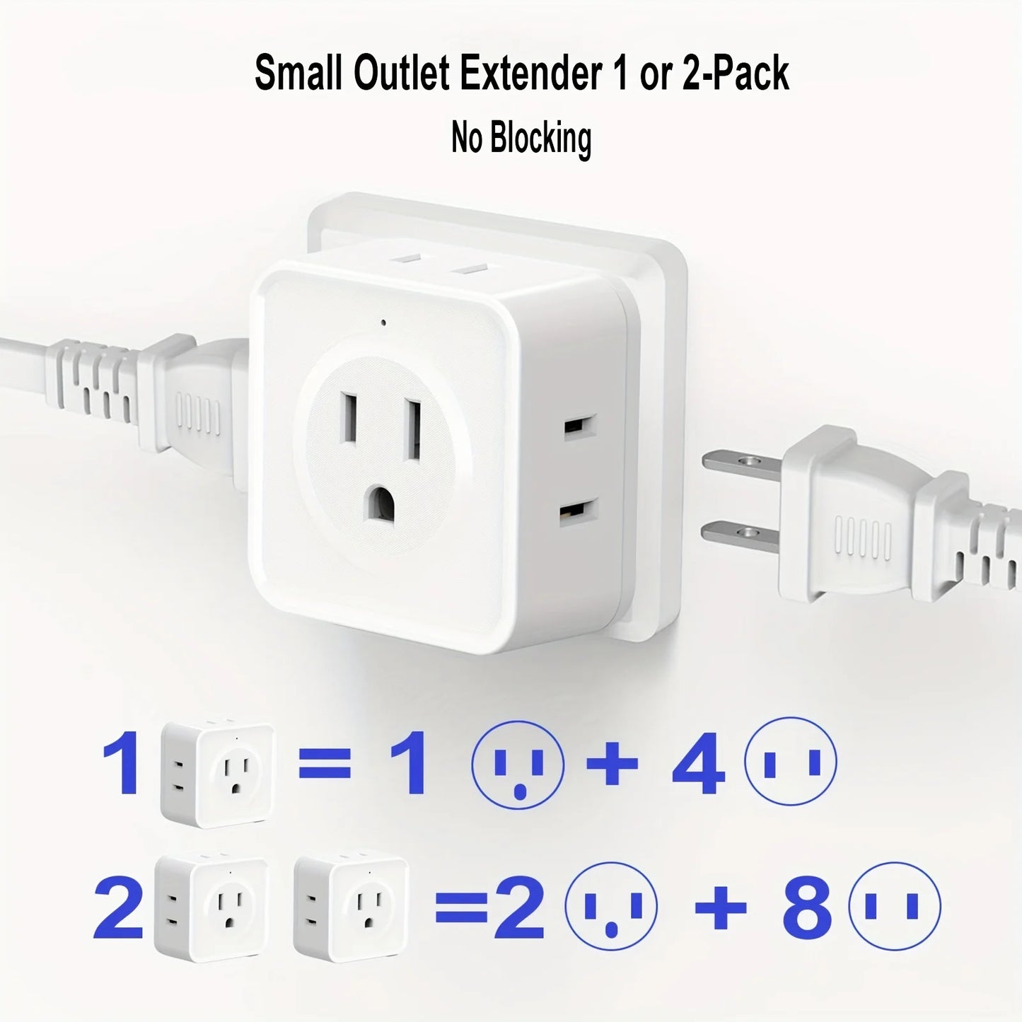 US Plug Multi-Outlet Wall Socket Extender with 5 AC Outlets
