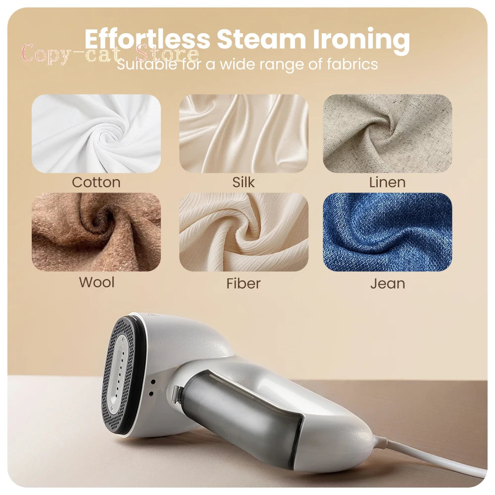 Self-priming portable steam iron with European plug