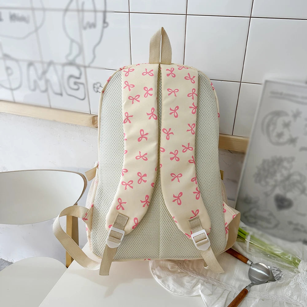 Korean Fashion Bowknot Print Stylish Women's Backpack