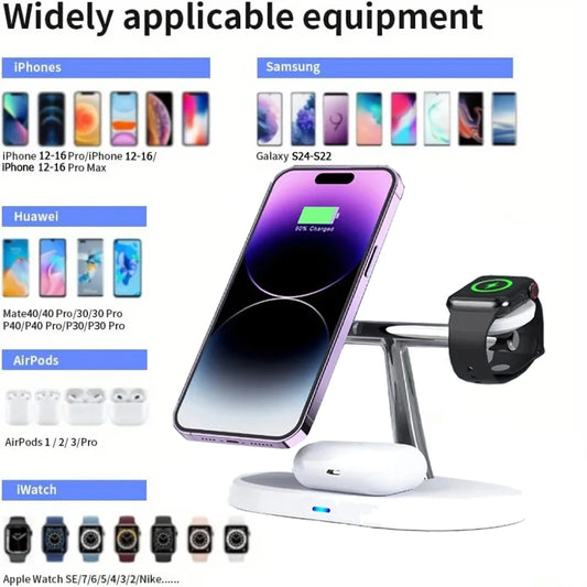 100W 3 in 1 Magnetic Wireless Charger