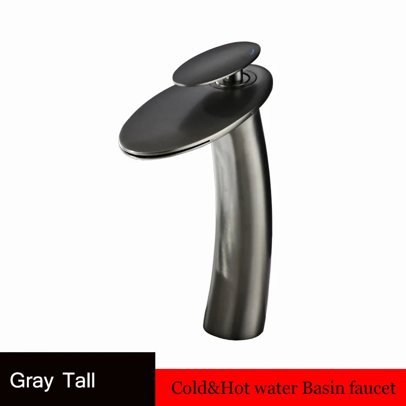Washbasin with high and low brass faucet