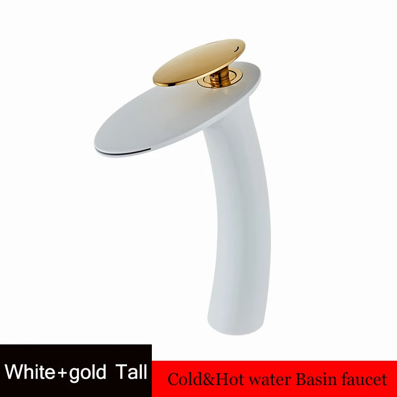 Washbasin with high and low brass faucet