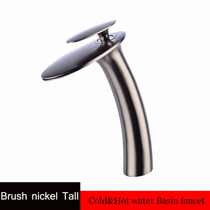 Washbasin with high and low brass faucet