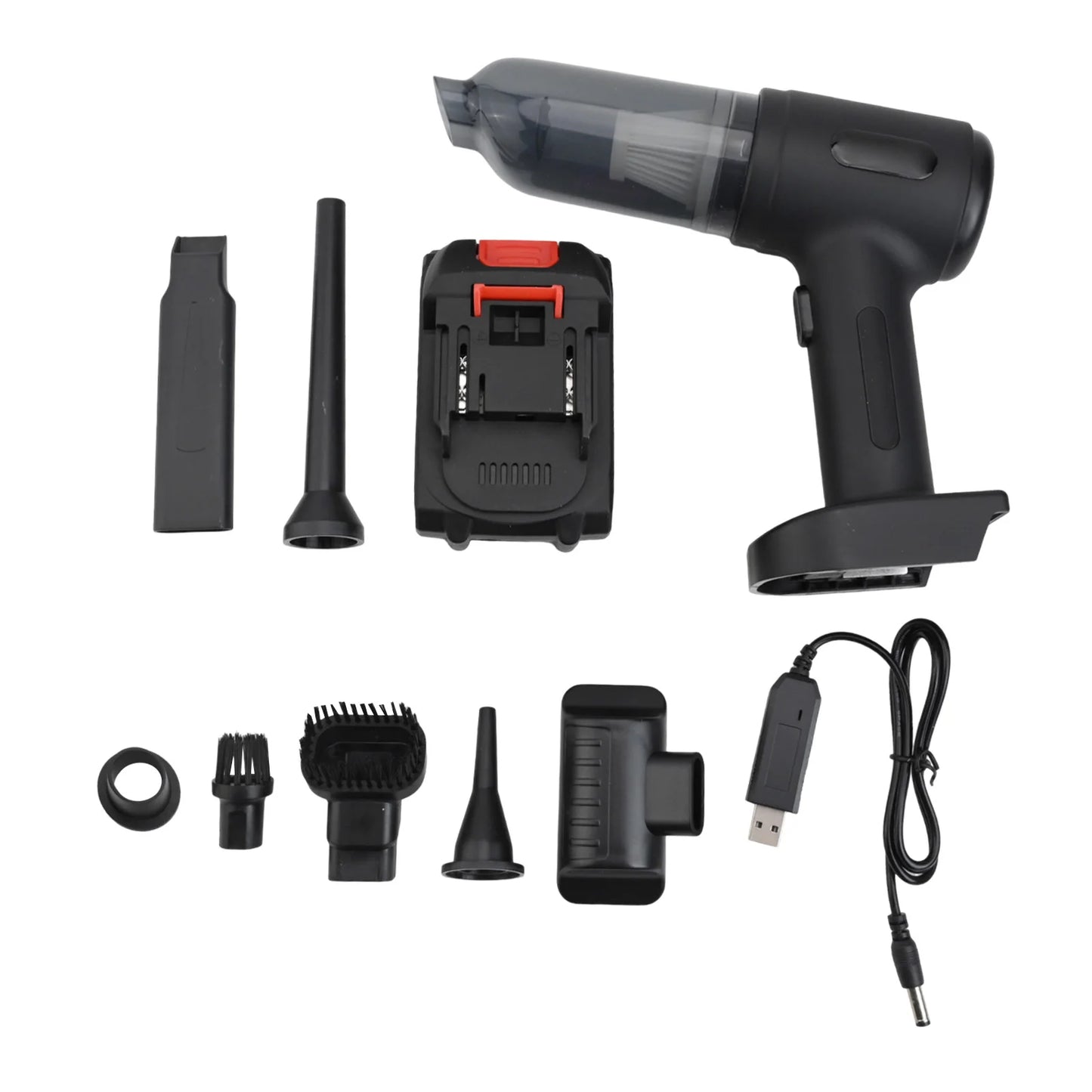 For home and car use, the size of the cordless vacuum cleaner is about 20*7*22cm