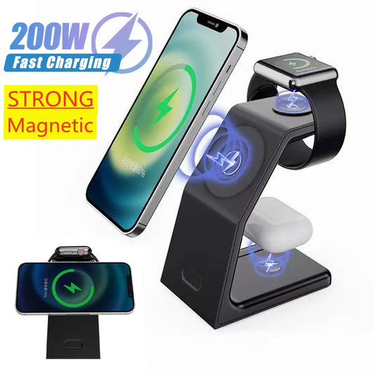 200W 3 In 1 Magnetic Wireless Charger