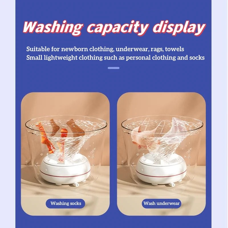 Portable Mini Washing Machine with Rotary Turbine Motor and USB Port