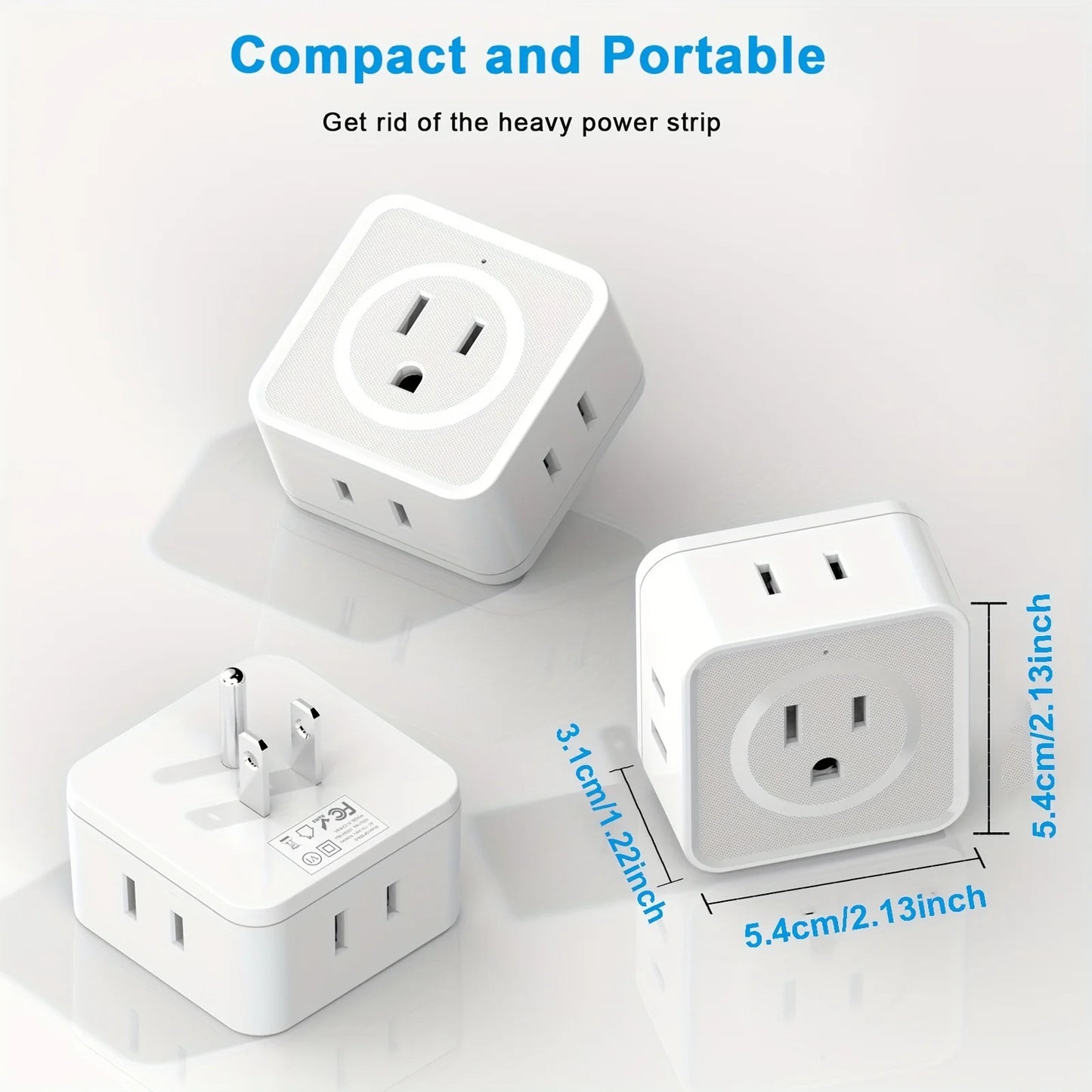 US Plug Multi-Outlet Wall Socket Extender with 5 AC Outlets