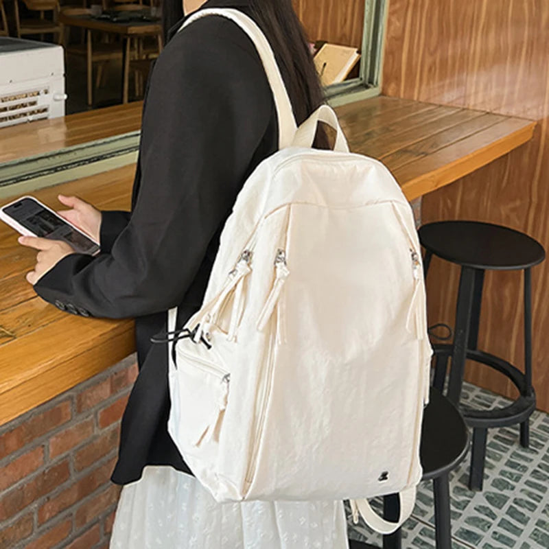 1pcs Unisex Backpack Simple Pure Color