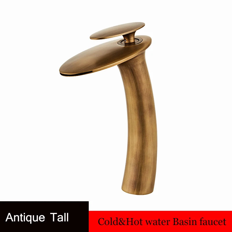Washbasin with high and low brass faucet