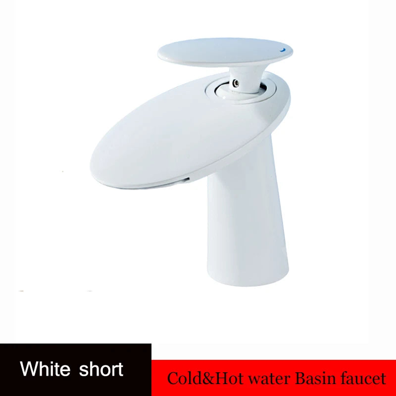 Washbasin with high and low brass faucet