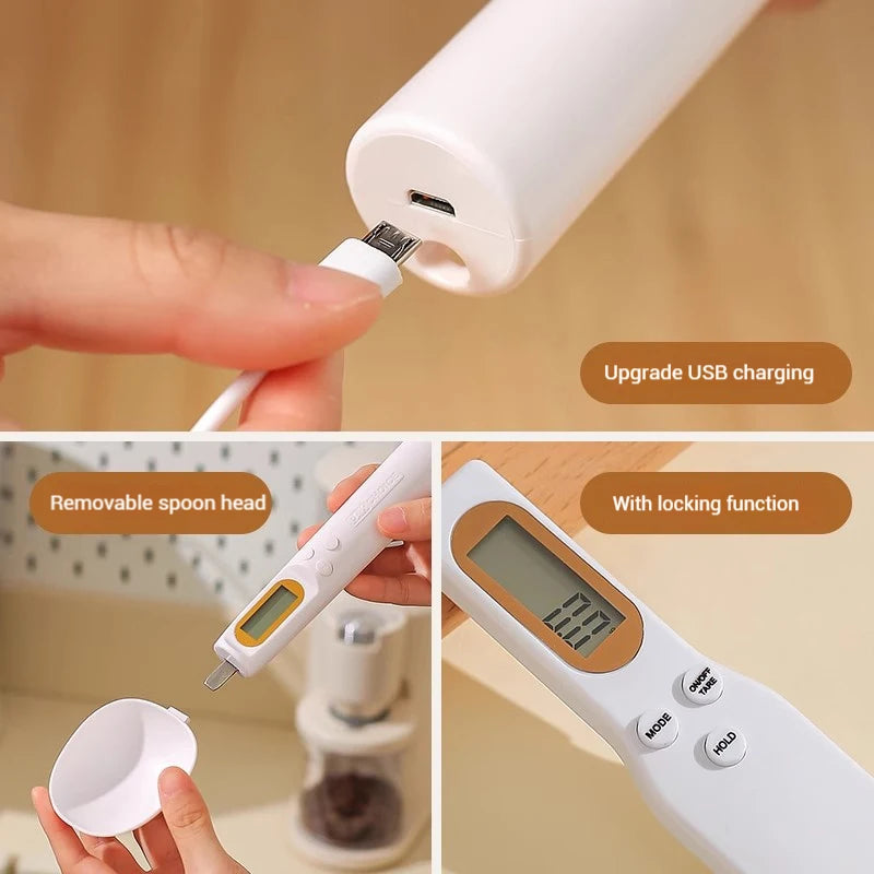 Small battery-operated electronic measuring spoon