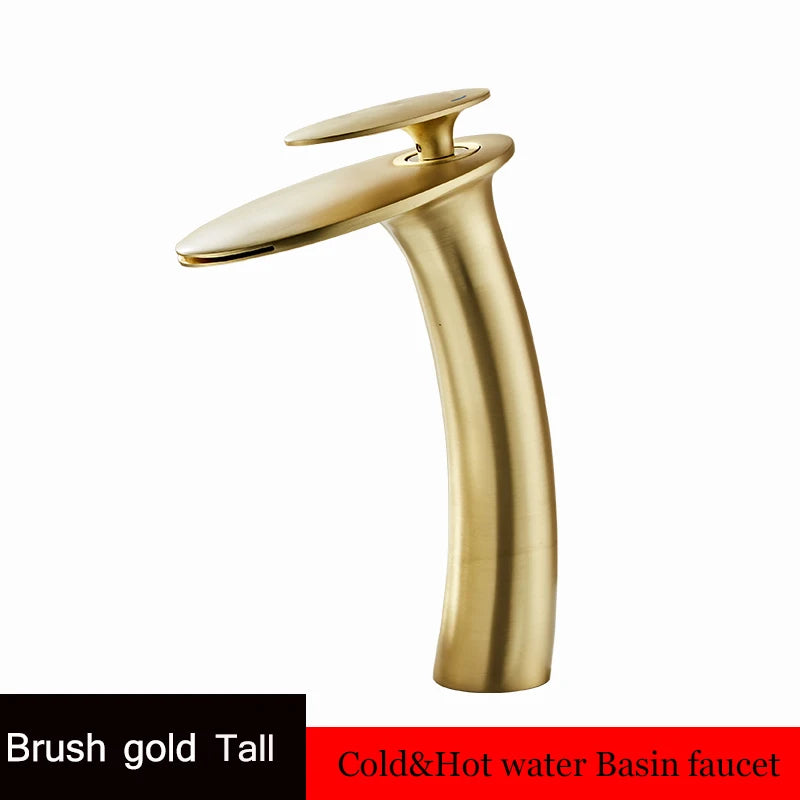 Washbasin with high and low brass faucet