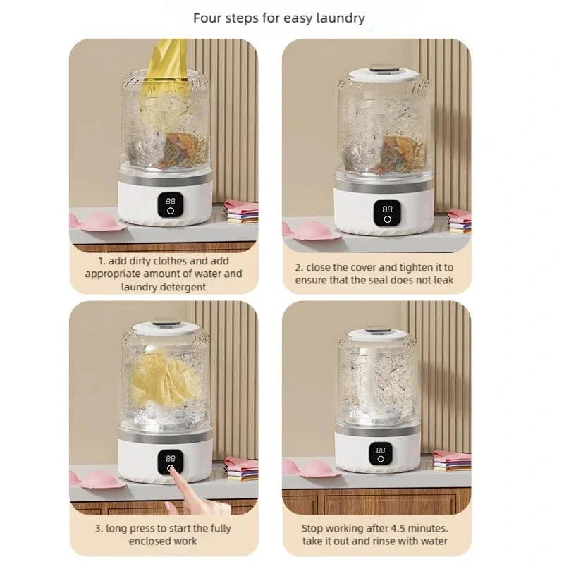 1L Cordless Electric Washing Machine with USB Charging