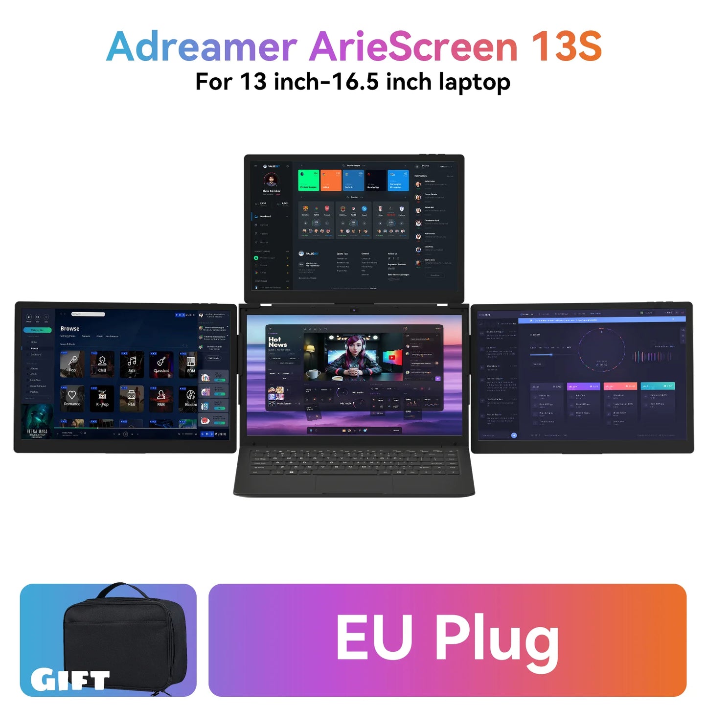 FHD Triple Screen Portable Monitor