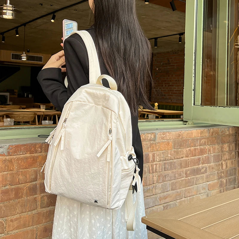 1pcs Unisex Backpack Simple Pure Color