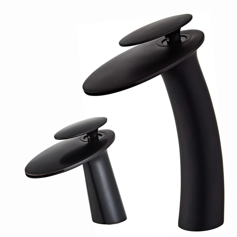 Washbasin with high and low brass faucet