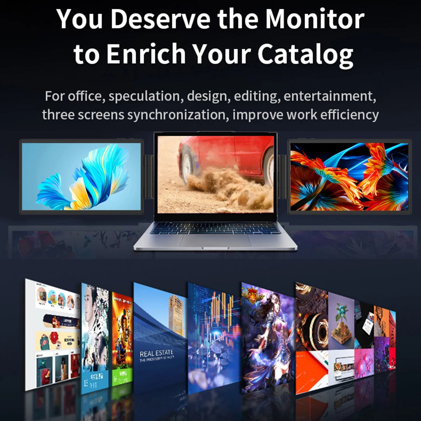 12 Inch Laptop Dual Monitor 1920*1080 HD IPS LCD Dual Monitor Screen
