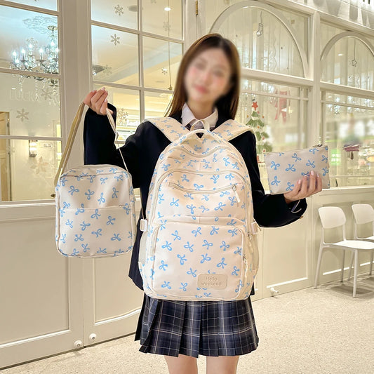 Korean Fashion Bowknot Print Stylish Women's Backpack