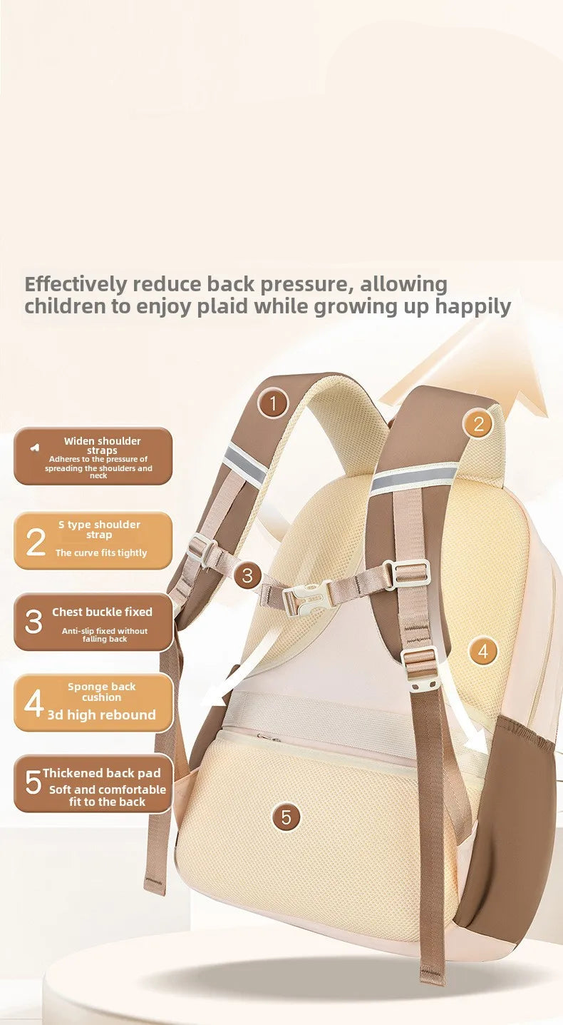 Children's school backpack with cartoon pendant