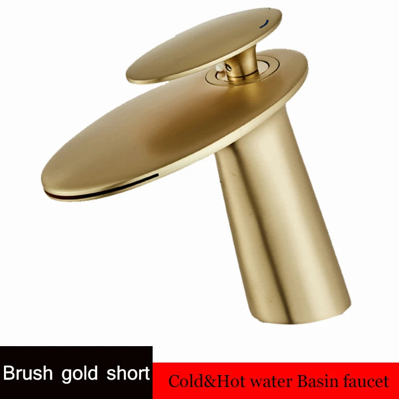 Washbasin with high and low brass faucet