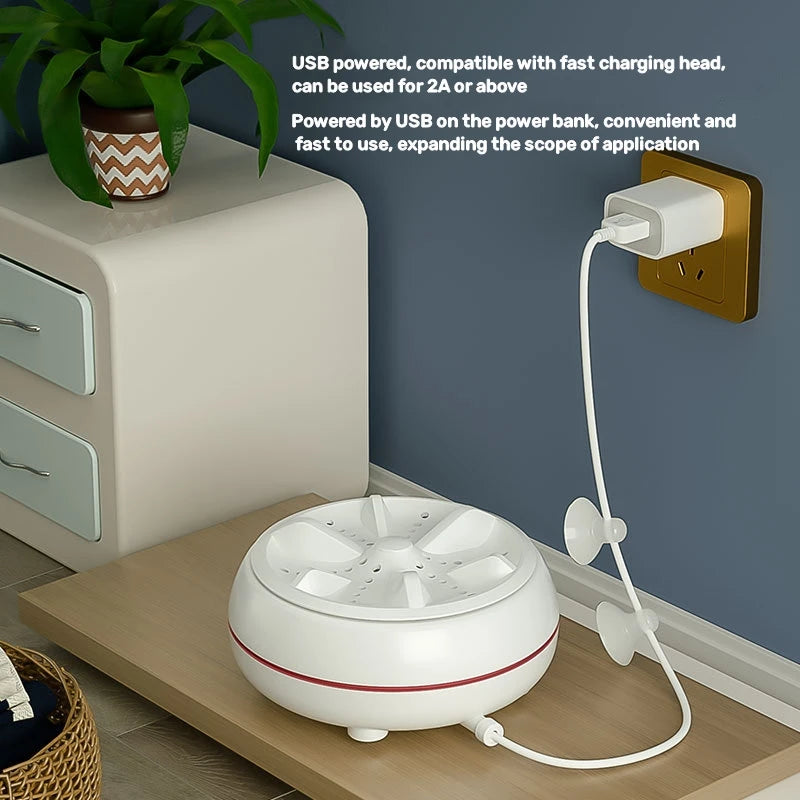 Portable Mini Washing Machine with Rotary Turbine Motor and USB Port