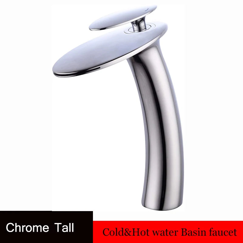 Washbasin with high and low brass faucet