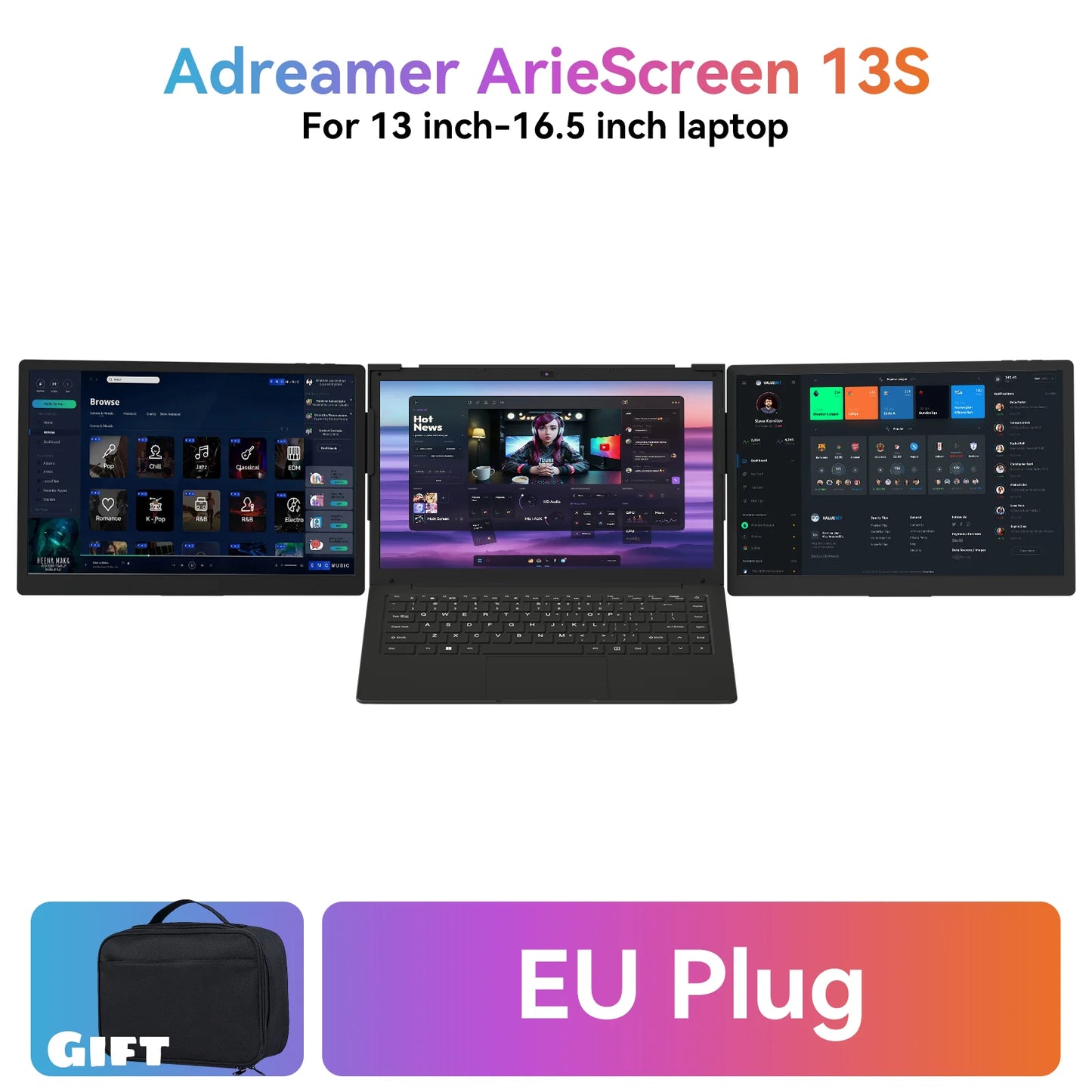 FHD Triple Screen Portable Monitor