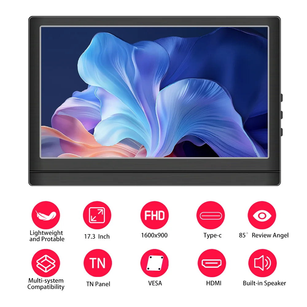 17.3-inch Full HD 60Hz Portable LCD Gaming Monitor