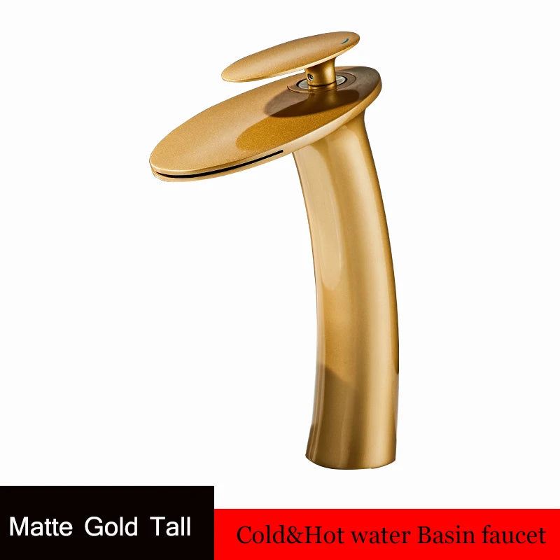 Washbasin with high and low brass faucet